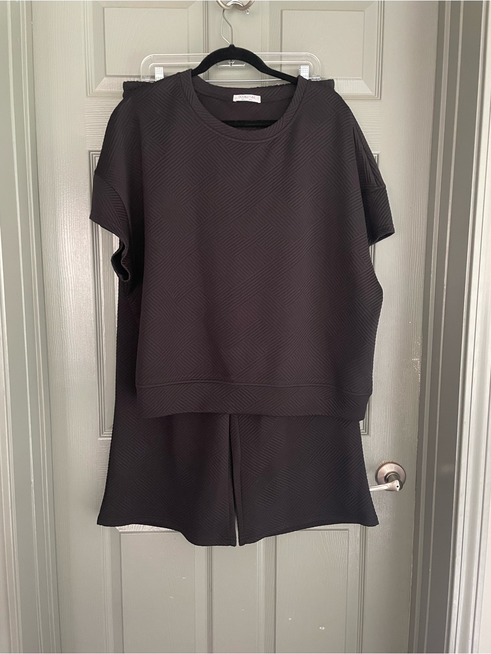 Double Take Women's Capri Pants & Matching Top - Black Curvy Plus Size